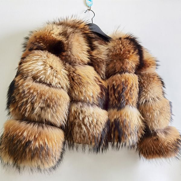 

women's fur faux coats winter warm jacket raccoon real r fashion slim vests natural long sleeve hooded for female y2k clothes 221006, Black