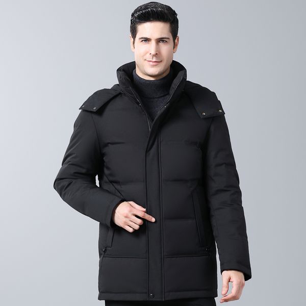 

men's down parkas brand fashion 90 white duck down jackets men hooded thick warm black parkas winter solid zipper down coat men outwear