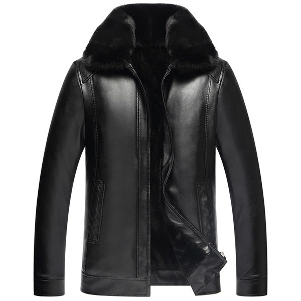 

mens fur faux winter thick loose black jacket collar casual pu leather plus size fluffy coat male elderly clothes 3xl 4xl 2201006