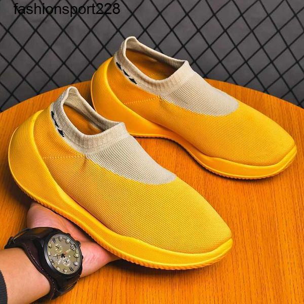 

designer sneakers running shoes new popular knitted sulfur banana sock shoes, Black