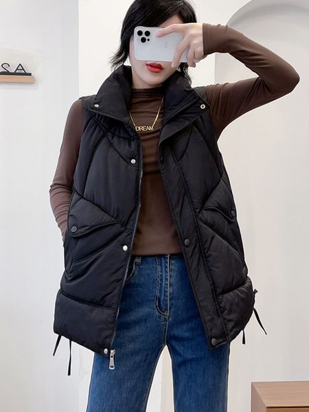 

women's vests janveny loose women't sleeveless jacket ladies winter autumn vest korean waistcoat female 90 lightweight duck down p, Black;white