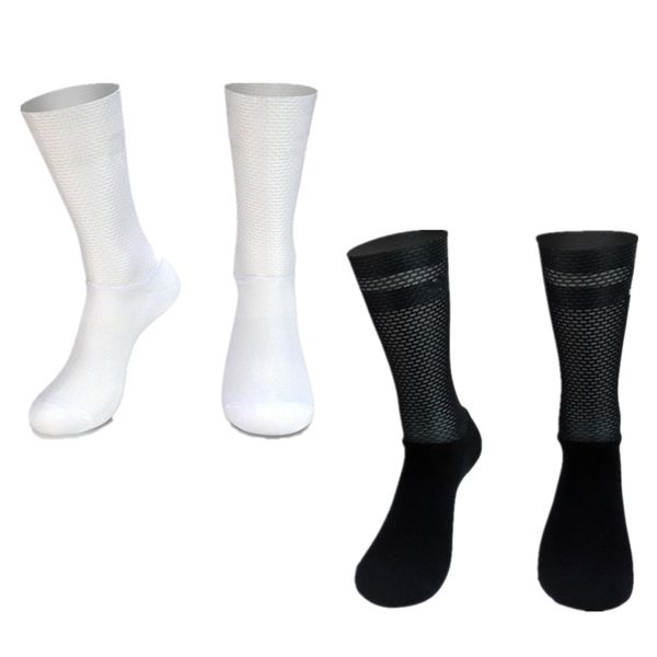 

mens socks pro team aero anti slip silicone cycling men bicycle sport running bike calcetines ciclismo 221007, Black