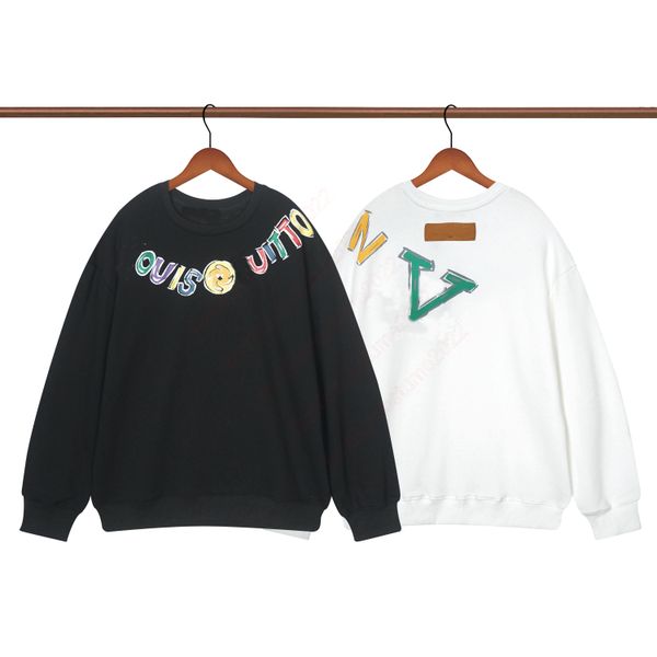 

stitch print embroidered sweatshirt men striped sweatshirts spring autumn fashion mens hoodies male loose couple outfit women brand hip hop, Black