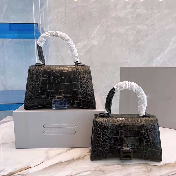 

designer balenciga handbags bag female 2022 new cow leather hourglass b word net red crocodile pattern shoulder