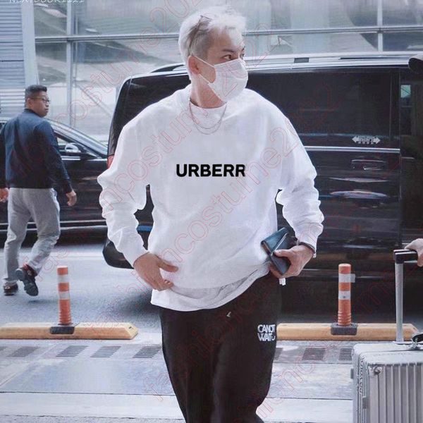 

women logo print cotton sweatshirt autumn mens sweatshirt o-neck long sleeve male hoodies solid color casual hip-hop streetwear men pullover, Black