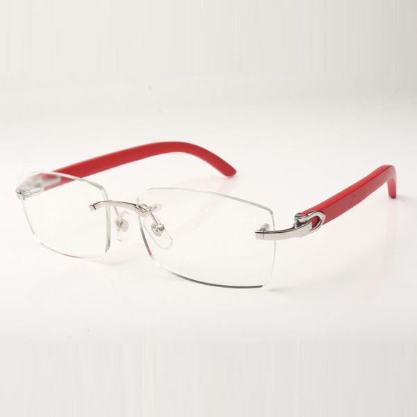

plain glasses frame 3524012 come with new c hardware which is flat with red wooden legs, Silver