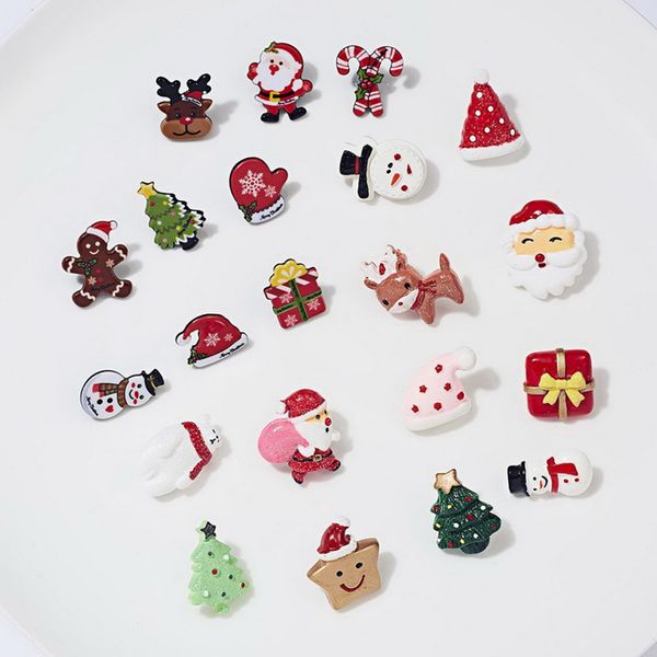 

wholesale christmas series brooch pins santa claus crutches elk acrylic christmas paper card brooches set, Gray