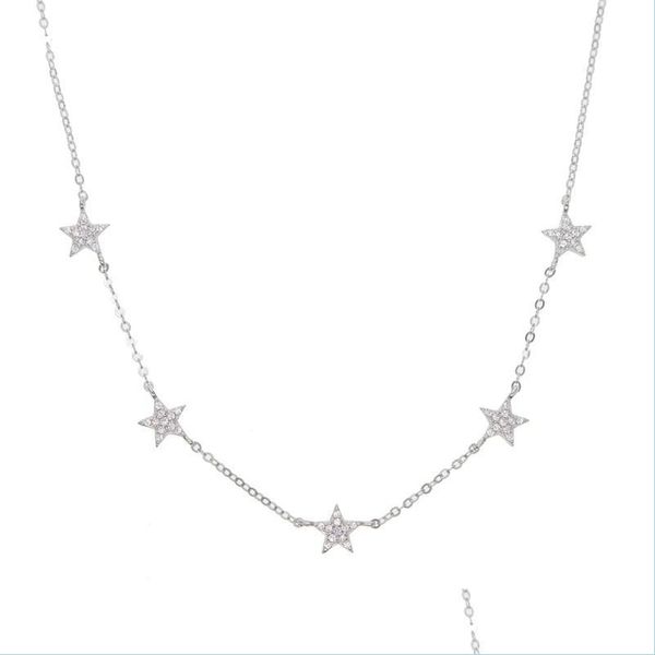 

pendant necklaces 925 sterling sier star necklace micro pave cz cute lovely charm delicate minimal fine chain choker charming necklac dhfv3, Silver
