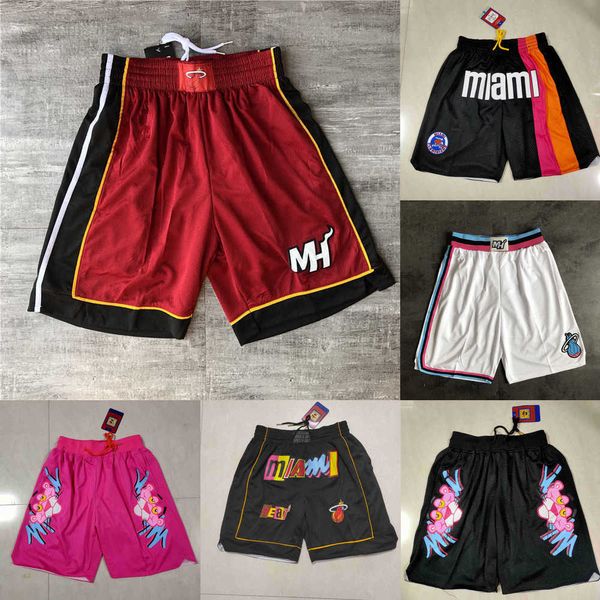 

miami''heat''men throwback basketball shorts pocket, Black