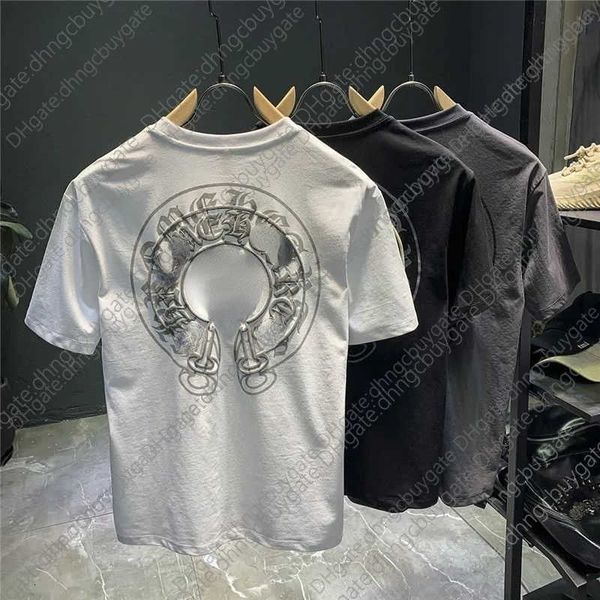 

men's t-shirt cotton short sleeve fashion brand summer loose double print mens designer clothes bzqb, White;black
