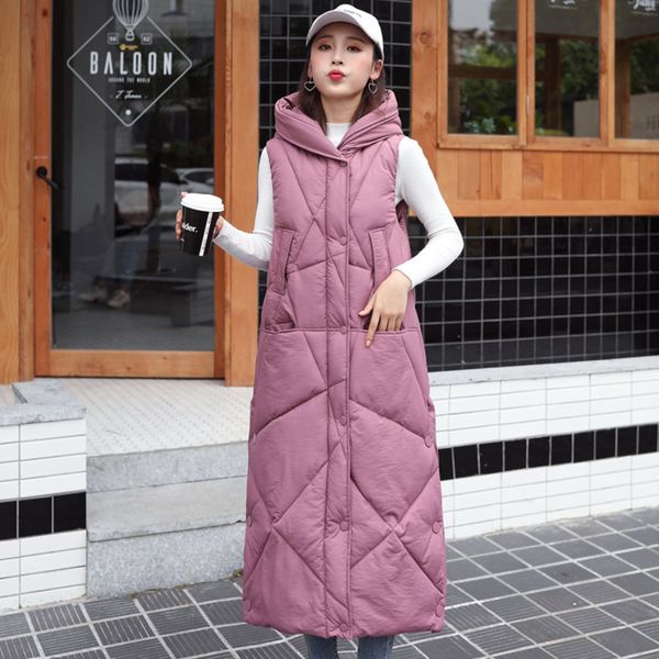 

women's vests 0411 black blue pink beige xlong vest coat women hooded thick woman vest sleeveless jacket fashionable vest female outerw, Black;white