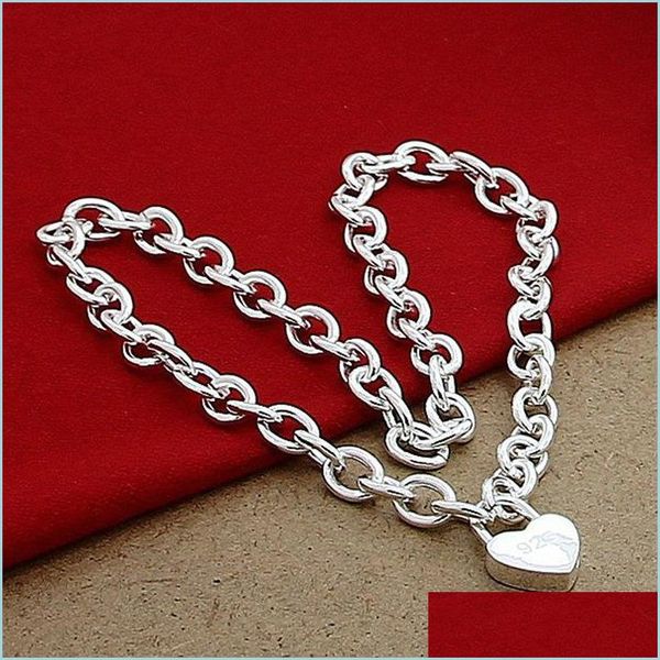 

pendant necklaces heart lock pendant necklace 18 inch chain for women wedding engagement fashion jewelry 1261 t2 drop delivery 2021 n dhaov, Silver