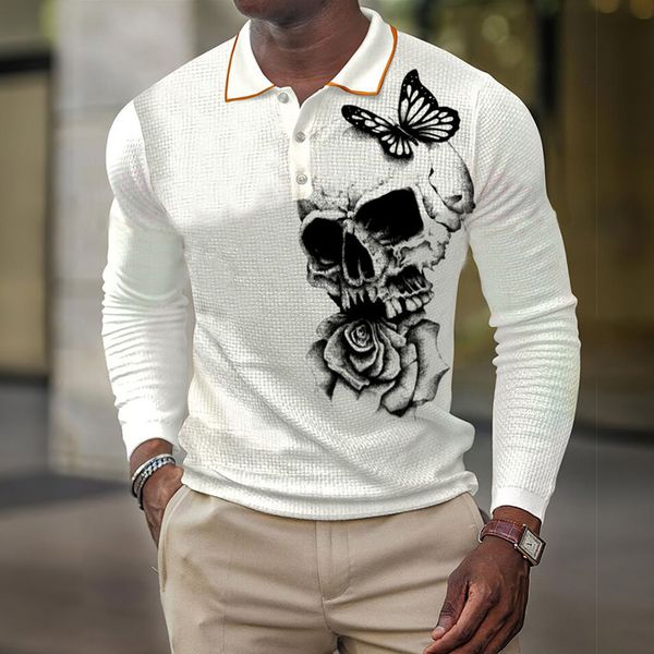 

men's polos polo shirt long sleeve men spring autumn leisure brand pullover fashion sports loose eu size tshirt oversized 3d print 2210, White;black