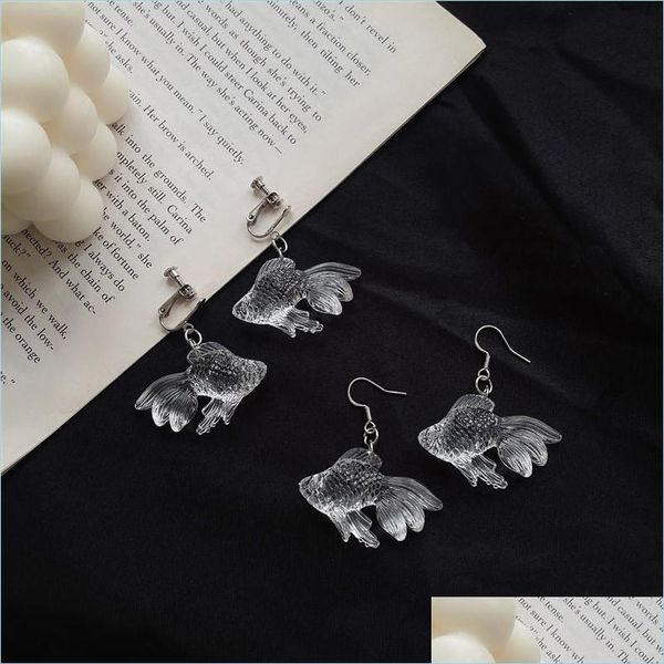 

dangle chandelier transparent mini lucky carp acrylic dangle earrings for women girl funny animal fish koi fashion party mjfashion dhybk, Silver