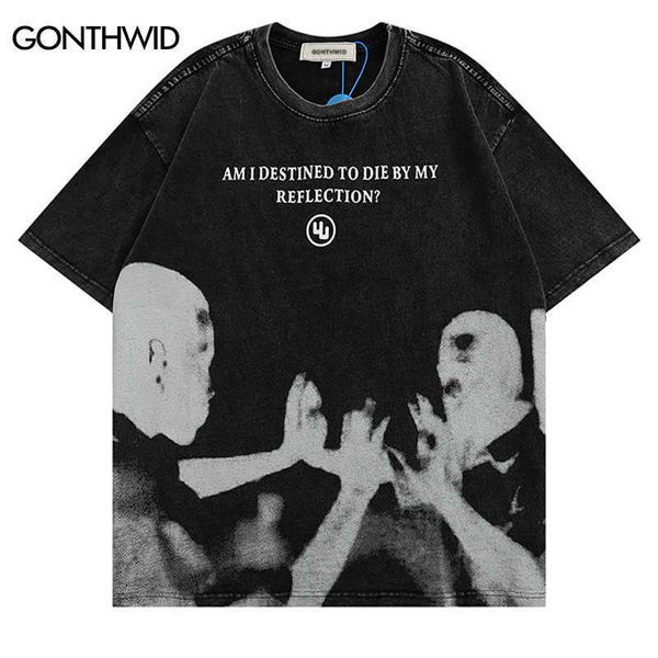 

men's t-shirts mens punk t shirt streetwear hip hop vintage retro graphic print gothic t-shirt 2022 harajuku casual cotton short sleeve, White;black