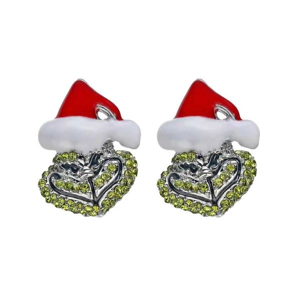 

charm earrings for women christmas santa earrings red green festival new year xmas gift jewelry, Golden
