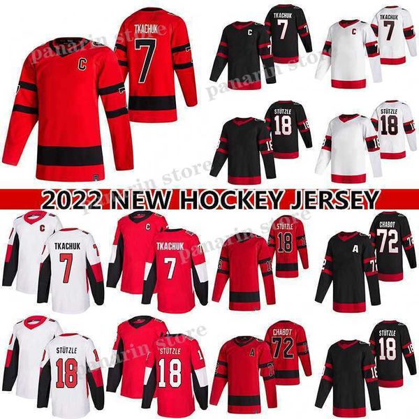 

hockey jerseys 7 brady tkachuk jersey 18 tim 72 thomas chabot 28 connor brown 30 matt murray hockey jerseys player wear men shirt, Black