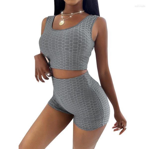 

women's tracksuits women high waist seamless yoga gym fitness clothing sports wear female workout leggings 2 piece suit training, Gray