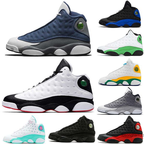 

men 13 13s baketball shoes jumpman atmosphere grey aurora green playground hyper royal he got game flint court purple chicago, Black