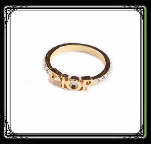 

fashion designer gold letter band rings bague for women lady party wedding lovers gift engagement jewelry with box2023121, Silver