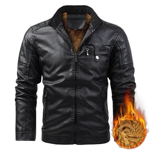 

men's leather faux casual design for style winter jacket men's pu black brown classic vintage plus velvet thick warm suede coat 22