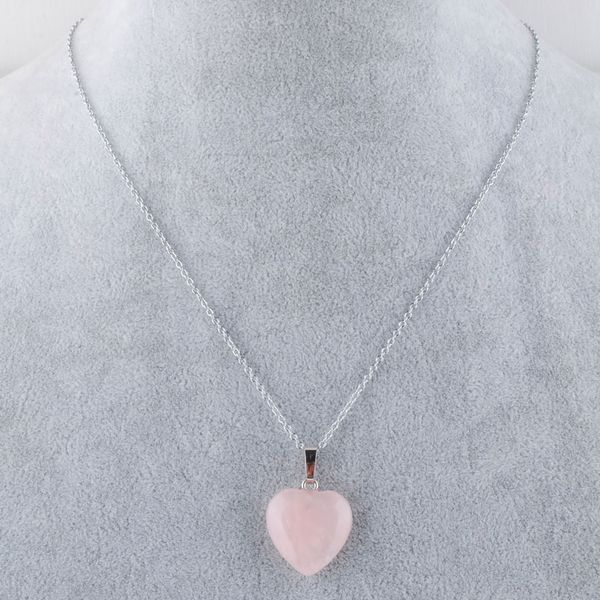 

natural tigers eye aventurine agates crystal amethysts lapis lazuli love heart stone bead pendant necklace jewelry chain 45cm bn345, Silver