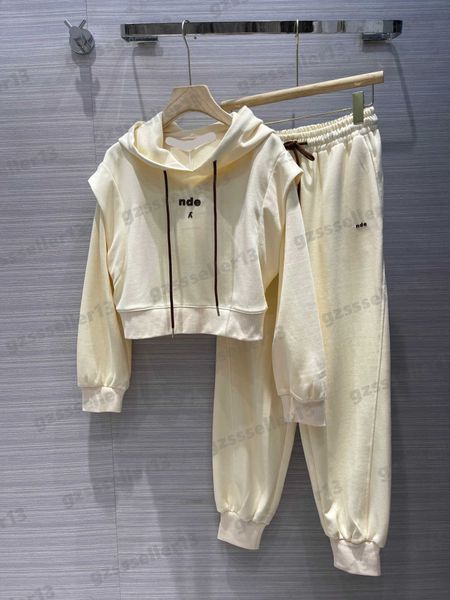 

wang tracksuit women two piece pants custom 3d letter offset design set branded hooded sweatshirt and elastic waist drawstring sweatpants tw, White