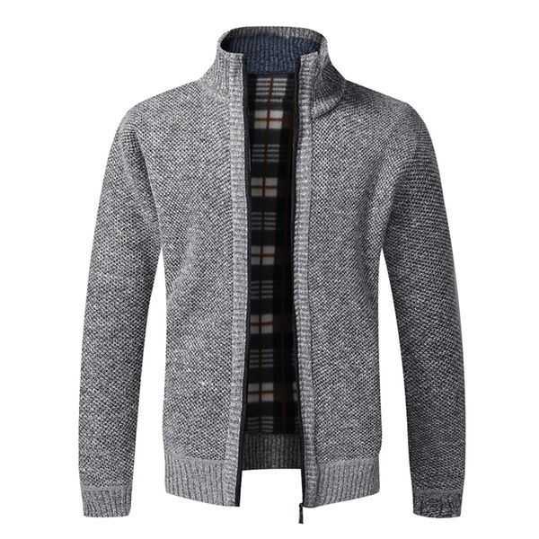 

mens jackets autumn winter mens jacket slim fit stand collar zipper jacket men solid cotton thick warm sweater 221006, Black;brown