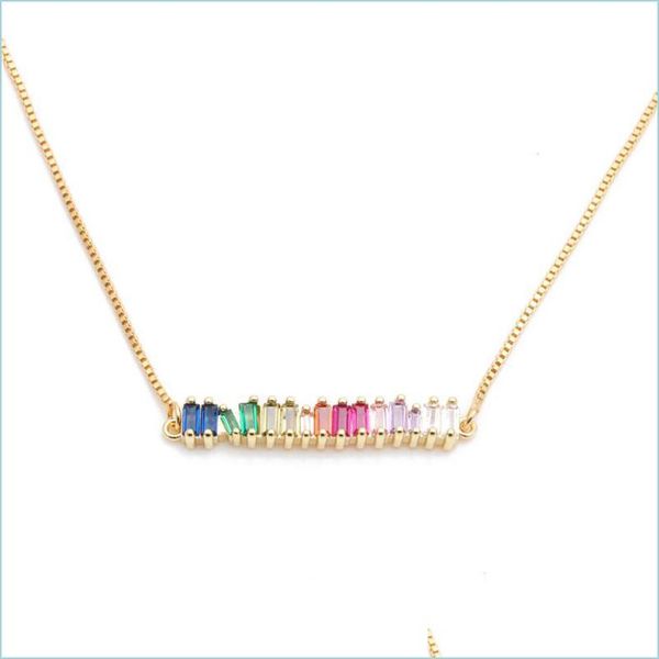 

pendant necklaces rainbow cz bar necklace simple classic fashion jewelry gold plated colored minimal colorf necklaces 361 n2 drop del dhhsf, Silver