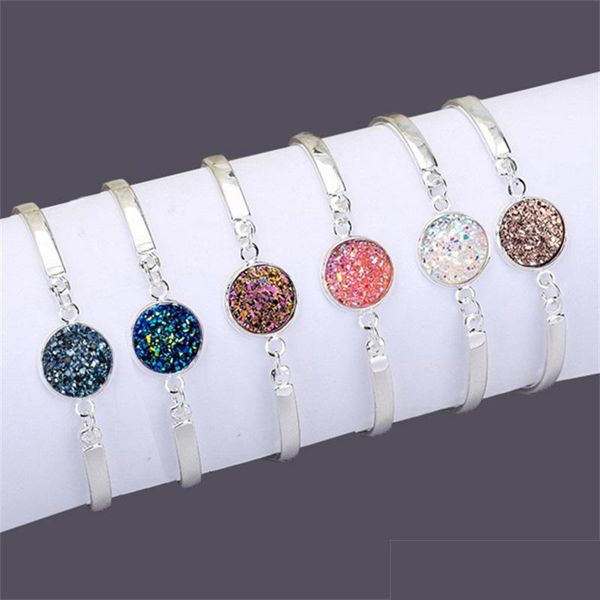 

charm bracelets vintage bracelet natural geode stone jewelry sier gold love bangles for women party wedding accessory 50 j2 drop deli dhlq6, Golden;silver