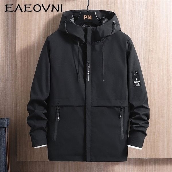 

mens jackets eaeovni mens hooded jacket autumn winter casual hoodie solid color man jackets long sleeve japanese streetwear men clothing 221, Black;brown