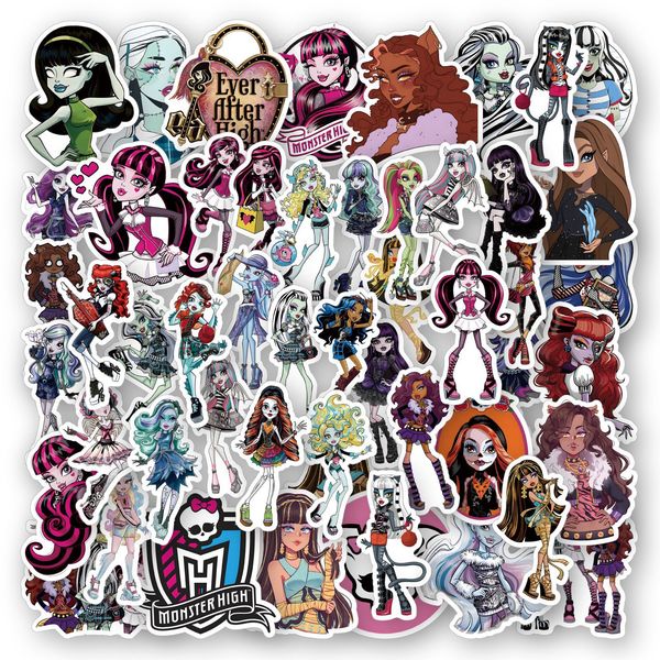 

50pcs monster high school stickers anime girl graffiti decals girl kids toy diy suitcase notebook phone lapcartoon sticker