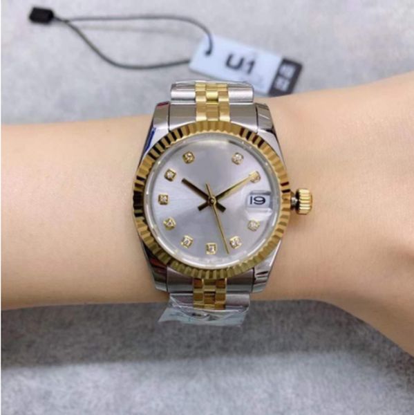 

st9 automatic mechanical women's watch steel two-tone white diamond dial 31mm 116231 278273 jubilee strap sapphire datejust christmas g, Slivery;brown