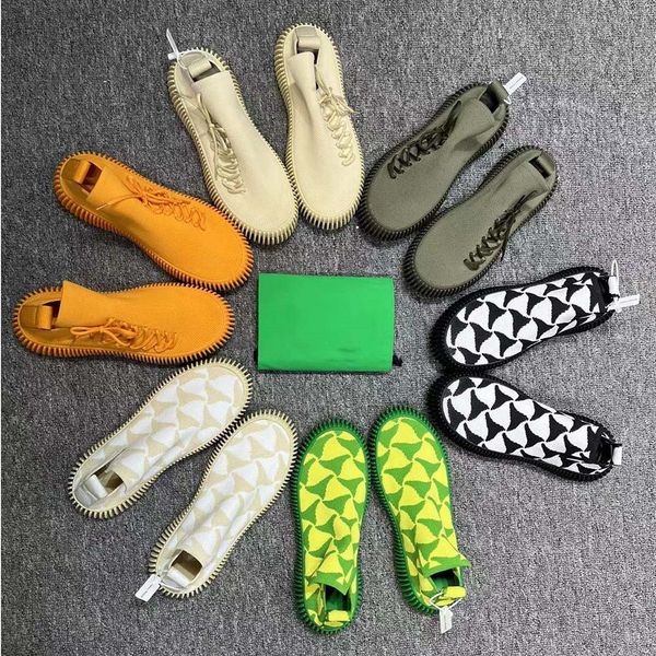 

designer shoes men sneakers women trainers fashion ripple tech knit sneaker casual bottegas lace-up orange black optic white khaki slip a1