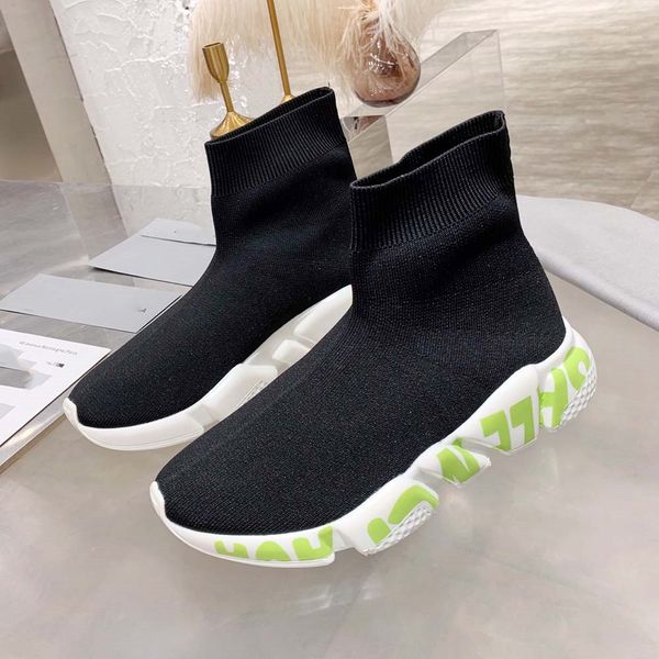 

designer sock lace-up casual shoes speed runner trainer 1.0 sneakers luxury women men fashion socks speeds sneaker platform stretch knit lac, Black