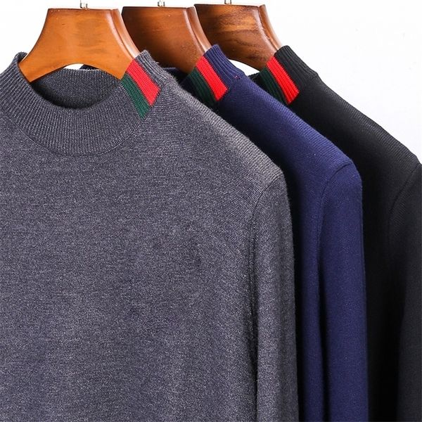 

men's sweaters grade autum winter designer fashion brand luxury knit half turtleneck men warm woolen sweater casual mens clothing 22100, White;black