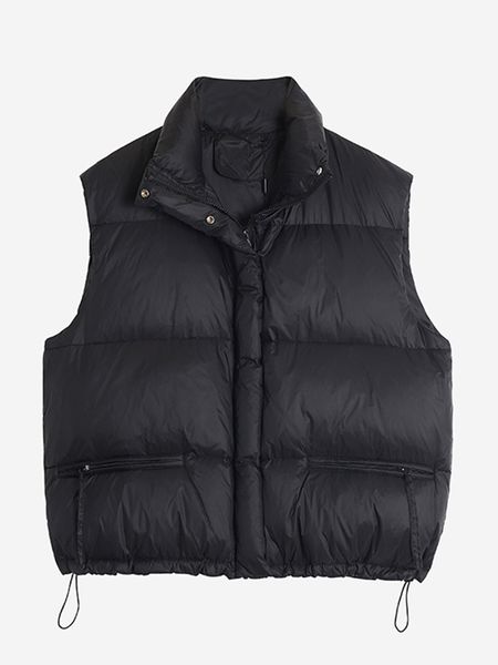 

women's vests janveny 90 white duck down vest jacket women short autumn winter ultra light loose outerwear gilet sleeveless bread waist, Black;white