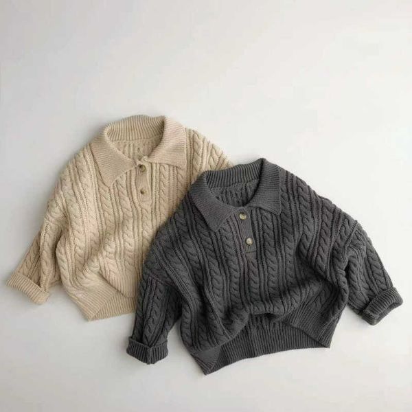 

pullover kids sweaters korean style girls pullover turn down collar boys sweaters l221007, Blue