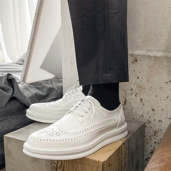 

dress shoes men formal white split leather business casual fashion man office wedding oxfords male comfortable footwear 221007, Black