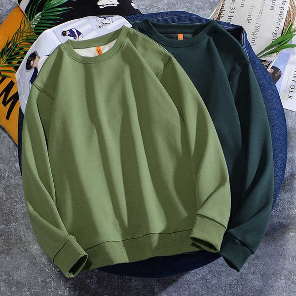 

hoodies sweatshirts e-baihui 2021 men's autumn winter sweatshirt new solid color plus cashmered joker round neck men's sweater com, Black