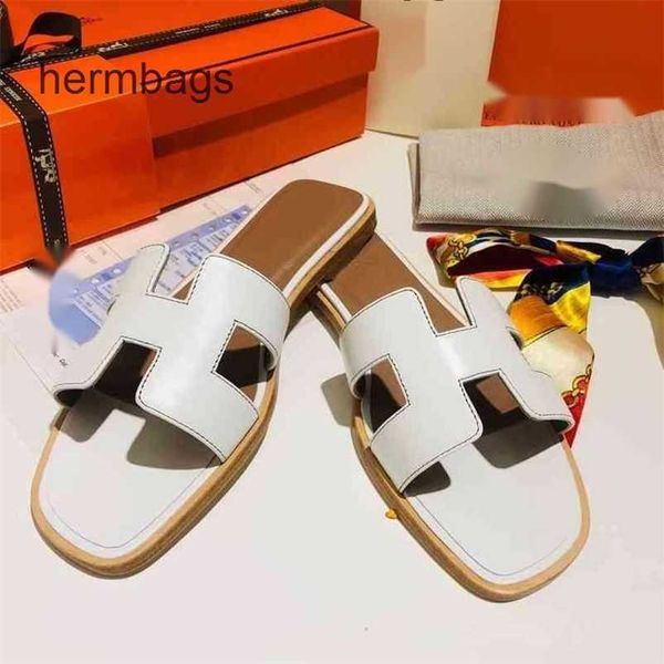 

women's slippers slippers oran digner sandal herme hermee sandals h women slipper summer wear fashion leather flat bottomed beach heel, Black