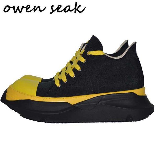 

21ss owen seak men canvas shoes luxury trainers boots lace up sneakers casual women height increasing flats black