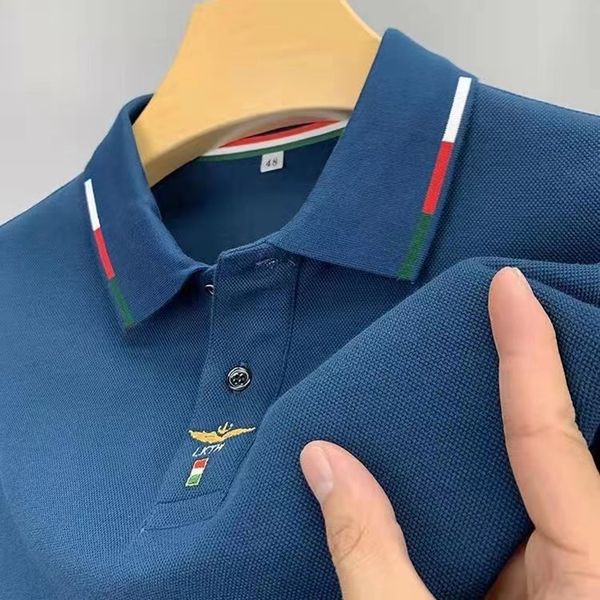 

men's polos high end designer's 100 cotton polo shirt men's lapel long sleeve tshirt spring trend embroidery casual loose 221, White;black