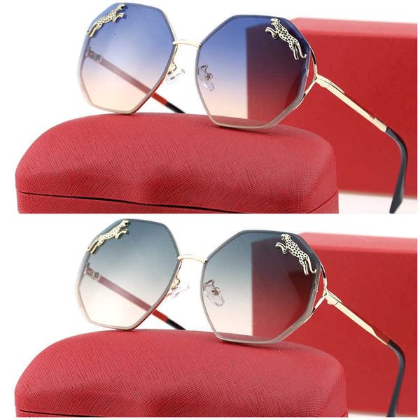 

sun glasses luxury hexagonal sunglasses trendy frameless leopard head eyewear mixed colo metal classic style men and women fashion anti, White;black