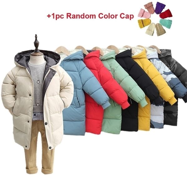 

down coat winter toddler kids long coat fashion solid boys girls cotton down thick hooded jackets children outerwear snowsuit teen clothes 2, Blue;gray