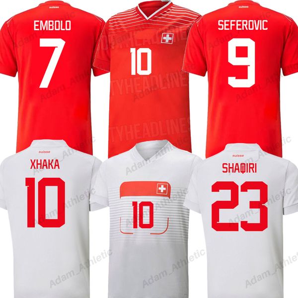 

swiss soccer jerseys 2022 maillot suisse zakaria akanji shaqiri football shirts kids kit seferovic embolo jersey schweizer trikot elvedi sow, Black;yellow
