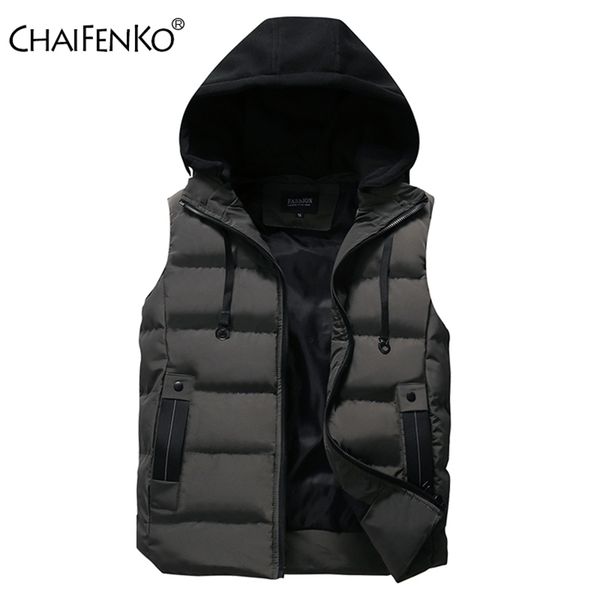 

men's vests chaifenko men's vest jacket winter waterproof warm sleeveless men jacket fashion hooded casual vest men autumn thicken, Black;white