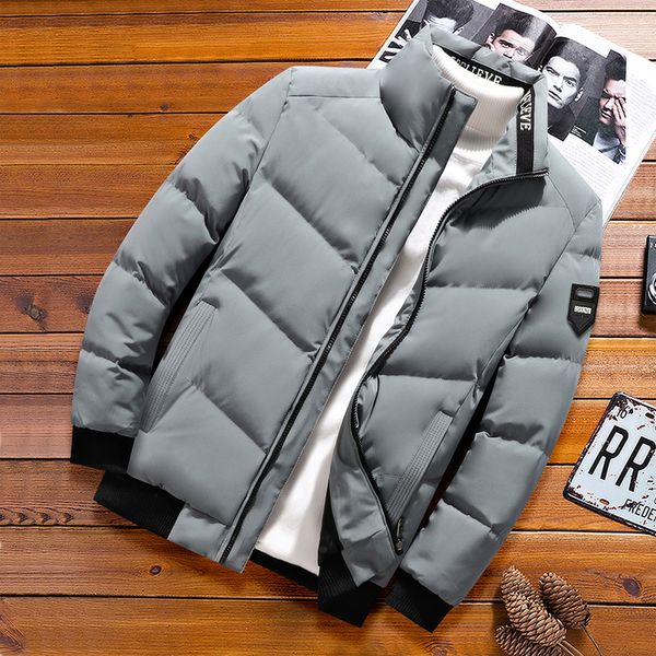 

puffer jacket men stand collar autumn winter casual cotton padded coats thick warm streetwear clothes for men fashion, Black;brown