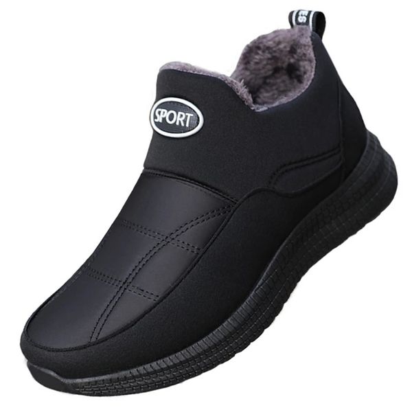 

boots men shoes comfortable keep warm winter snow boots slip on plush fur ankle botas men boots outdoor zapatos de hombre 221007, Black