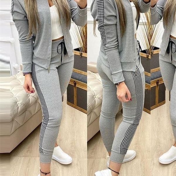 

women's two piece pants women two piece set outfits autumn tracksuit zipper and pants ensemble femme jogging casual sport suit winter w, White